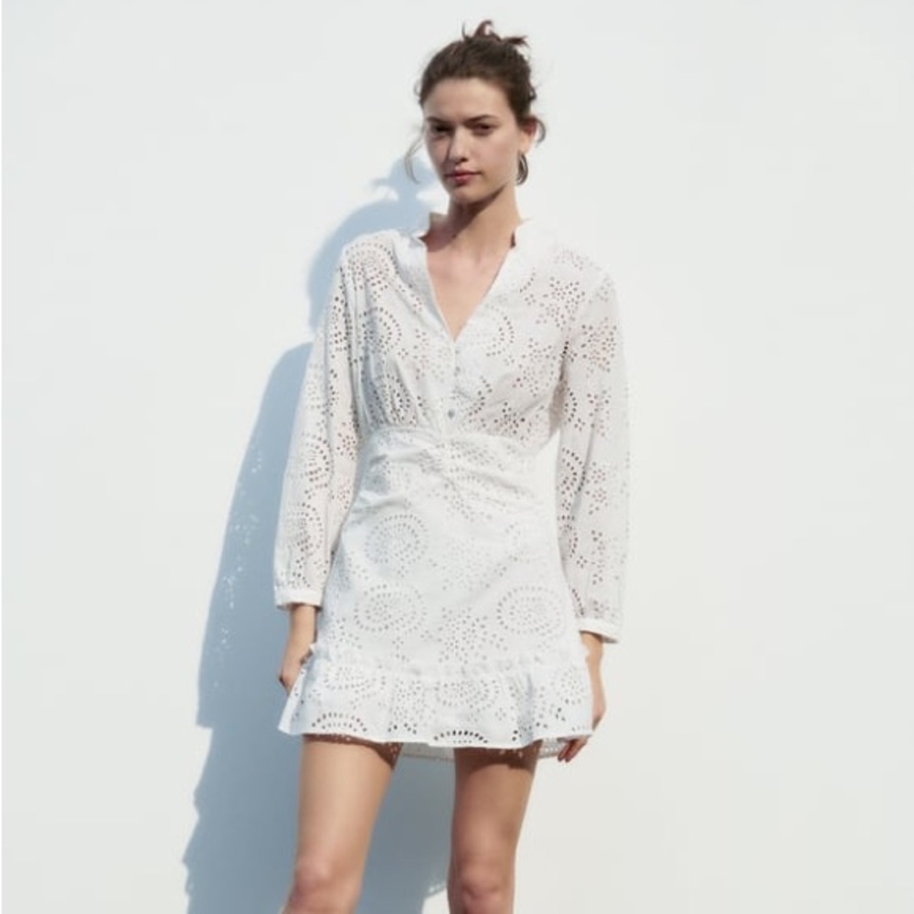 Zara  Openwork Embroidered Dress